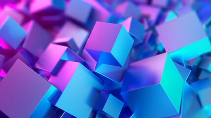 Poster - modern 3d wallpaper, blue purple color geometric shapes 3d render abstract background, business background 