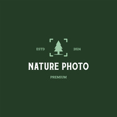Wall Mural - Nature photography logo, pine tree capture logo design vintage