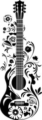 Wall Mural - Guitar with floral drawing