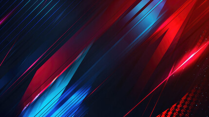 Abstract futuristic technology lines background with red and blue light effect. Gradient geometric lines pattern. Glowing lines graphic element. Modern dark
