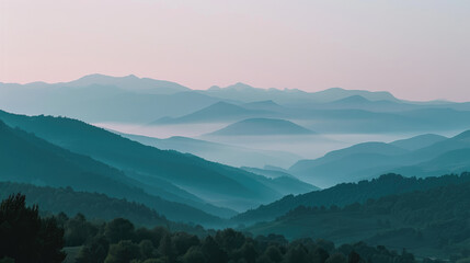 Canvas Print - Serene twilight over gentle mountains for soothing landscape imagery