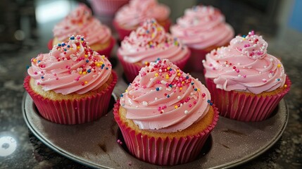 Poster - Making pink cupcakes for a Valentine s Day treat is a delightful and enjoyable activity