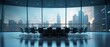 Realistic 3D depiction of empty investor conference room, minimalist economic crisis,