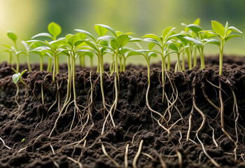 Poster - Green Soybean Plants with Roots