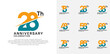 © AMALIYA - anniversary logotype vector set with orange and blue color and slash for celebration day