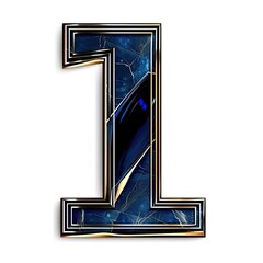 dark metallic blue and gold outline text effect super stars futuristic and elegant font luxury blue design of the number 1 isolated on white