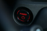 Fototapeta  - push start power engine system button of electric vehicle car