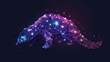 Beautiful cosmic low poly illustration with shiny starry pangolin silhouette on the dark background AI generated