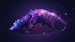 Beautiful cosmic low poly illustration with shiny starry pangolin silhouette on the dark background AI generated