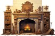 Hestia's Hearth: Greek Mythology Study Room Decor Featuring Fireplace Mantel and Hearth-Inspired Artworks