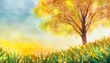 Watercolor style background illustration with the image of beautiful life force.