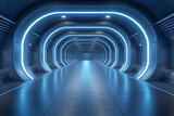 Fototapeta Przestrzenne - Three-dimensional future sci-fi technological sense display space background. showcase interior design. Regular extension of the passage corridor. 