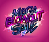 Fototapeta Na ścianę - Mega blowout sale vector banner with 3D style letters