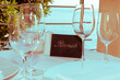 A restaurant table setting with four glasses Croatia
