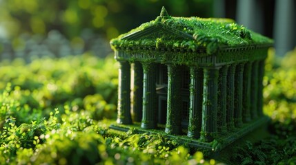 Wall Mural - Green building with ivy growing on it