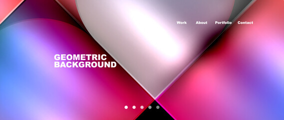 Poster - A geometric background with a blurred image of a heart in shades of purple, violet, and pink. The heart is surrounded by petals and placed inside a magenta rectangle