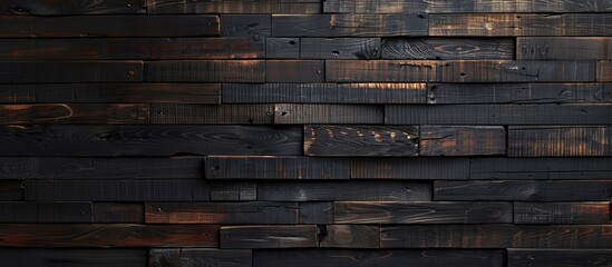 Wall Mural - Background of dark wooden planks featuring a captivating design.