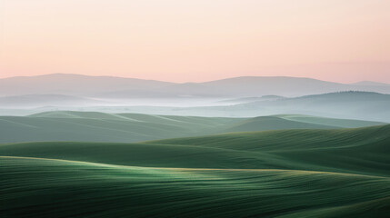 Wall Mural - A simple view of rolling hills under a pastel sunset