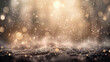 A soft beige and charcoal abstract setting, where bokeh lights suggest the peaceful, muffled ambiance of a snowfall at night. The mood is quiet and introspective.