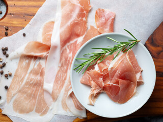 Poster - Prosciutto and rosemary on plate	