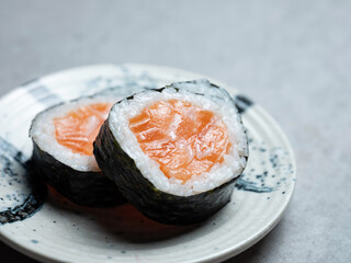 Poster - Salmon roll sushi on plate