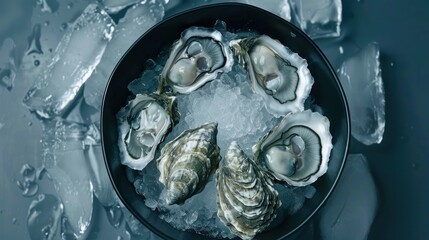 Abalone sasami, large pieces, food ingredients, delicious, ice bowl, top view wide angle lens realistic lighting --ar 16:9 My Images