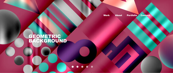 Aufkleber - A vibrant geometric background featuring a mix of purple, pink, magenta, and electric blue shapes. The pattern is a blend of tints and shades, creating a visually striking textile design