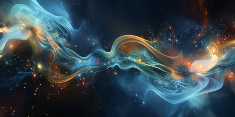 Wall Mural - Create an abstract design inspired by the movement of celestial bodies within a galaxy, incorporating swirling patterns and bursts of star clusters against a deep cosmic backdrop.


