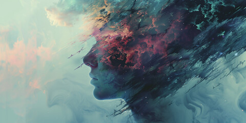 Wall Mural - Explore the use of digital effects and filters to enhance the surreal quality of your abstract galaxy texture, experimenting with techniques such as glitch art and pixelation to create a sense of digi