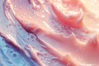 Close-Up of a Shimmering Pink and Blue Swirled Cream Texture