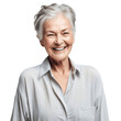 portrait of senior woman wearing shirt isolated on transparent background