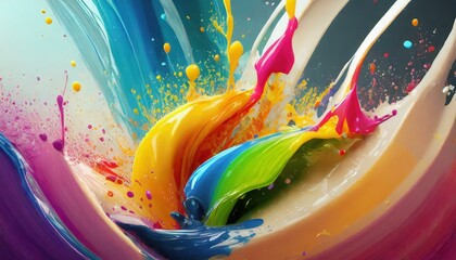 Wallpaper render of abstract background with orange and yellow paint splashes