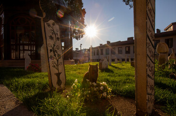 Balikesir, Turkey, October 28, 2022: prayer at the cemetery