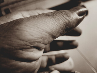 Man Hand grayscale photo