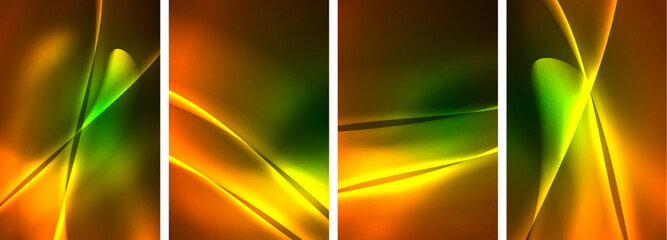 Aufkleber - a set of four posters with a yellow and green background High quality