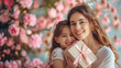 Daughter Giving Gift Mum Mother's Day Present Family Love Celebration Child
