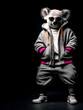 © Sandra Chia - Creative animal concept. Koala Bear full body in hip hop stylish fashion isolated on dark background, commercial, editorial advertisement, surreal, copy text space