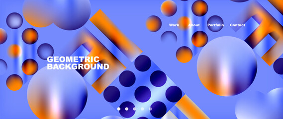 Poster - A vibrant product showcasing an azure and purple geometric background with circles and lines. The design features electric blue and violet hues, creating a futuristic and technological feel