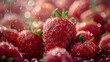 Strawberries with drops of water on a bokeh background. Generative Ai.