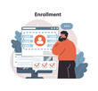 Enrollment process concept. Flat vector illustration