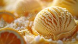 Fototapeta Do pokoju - Scoop of vanilla ice cream close-up. Generative Ai. 