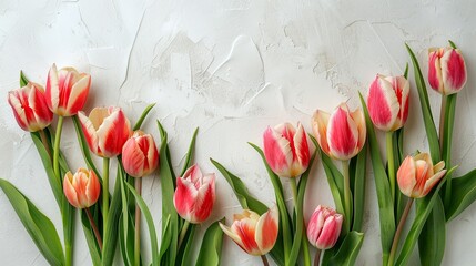 Wall Mural - Mother s Day greetings with tulips displayed on a fresh white backdrop embodying the essence of spring a perfect template for a heartfelt message