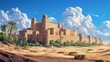 Ancient Desert Fortress under Blue Sky