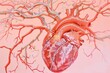 a highly detailed and anatomically accurate illustration of a human heart with a soft matte finish