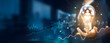 © Harsha - Businessman holding creative light bulb with growth graph, network icons. Leveraging innovation technology to develop new networks and solutions that enhance successful and profit in global business.