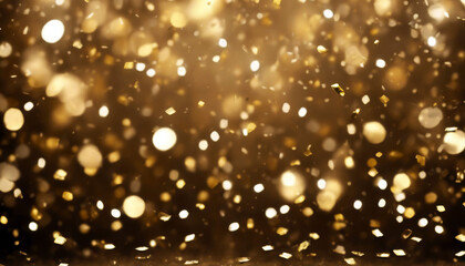 Poster - sparks confetti background Luxury Glitter light  top backdrop  particles card golden bottom  Holiday award particle gold black blink bokeh bright celebration champion decorati