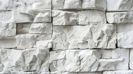 Poster - Stone wall background White and gray brickwork Abstract textured pattern Backdrop with rocks Banner with copy space Home decoration Close up of brick : Generative AI