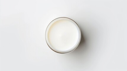 Aufkleber - Top view of fresh milk in glass isolated on white background with clipping path : Generative AI