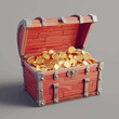 a chest of gold coins on a gray background