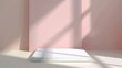 Mockup poster frame close up on pastel floor home interior with shadow : Generative AI